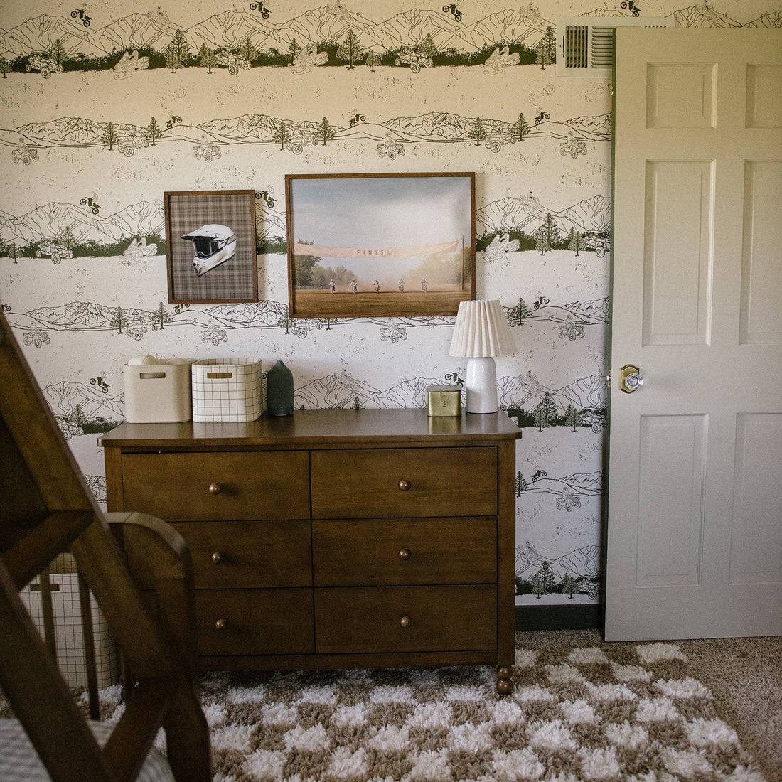 Nash Wallpaper by Hannah Langford installed on a modern interior wall