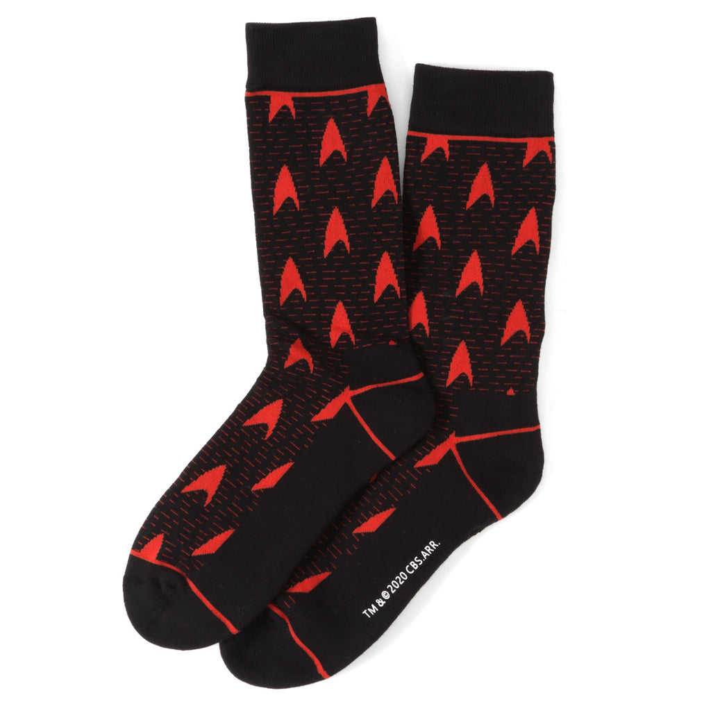 Star Trek Delta Shield Red and Black Crew Socks for Men - Image 2