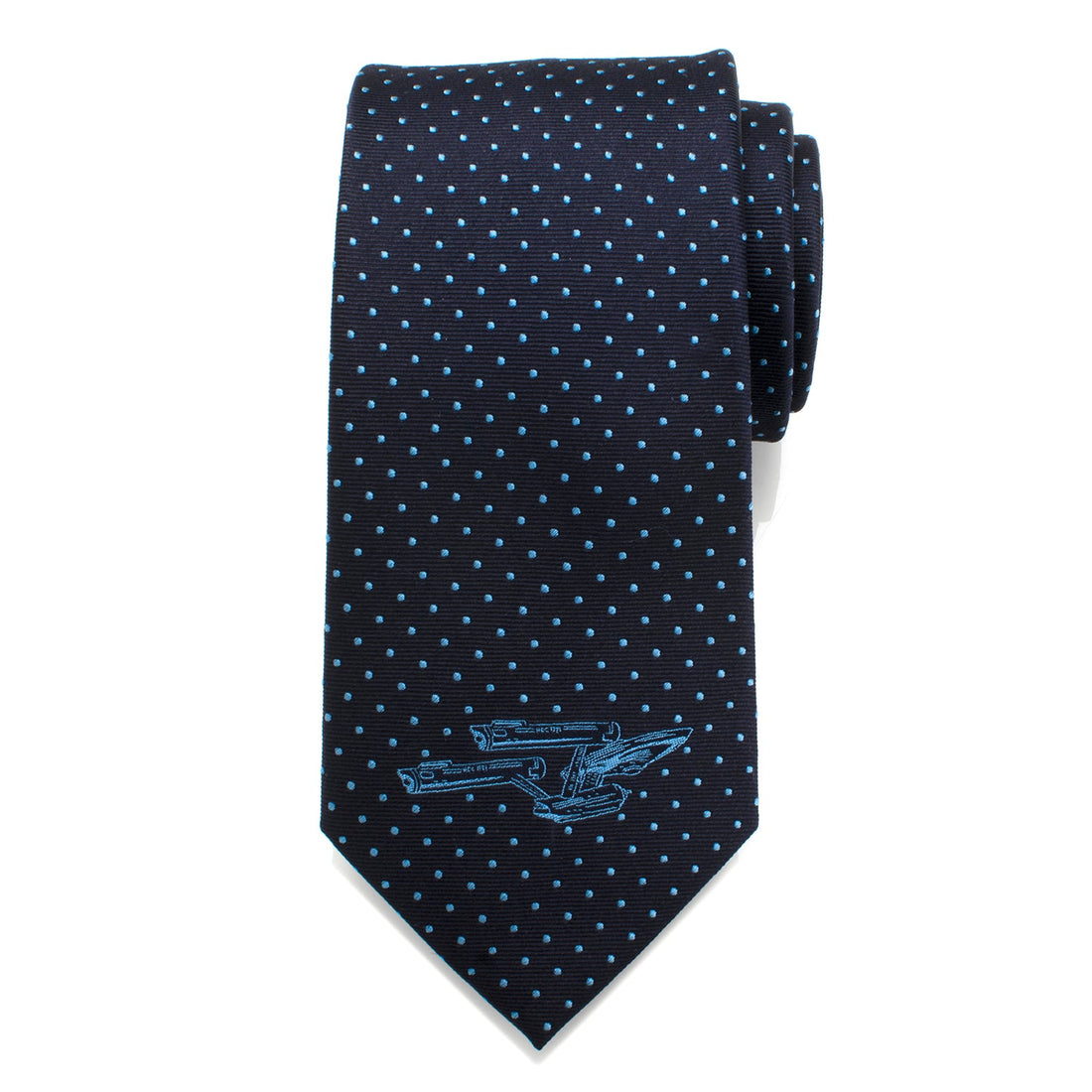 Star Trek USS Enterprise Dot Blue Silk Necktie for Men - Image 3