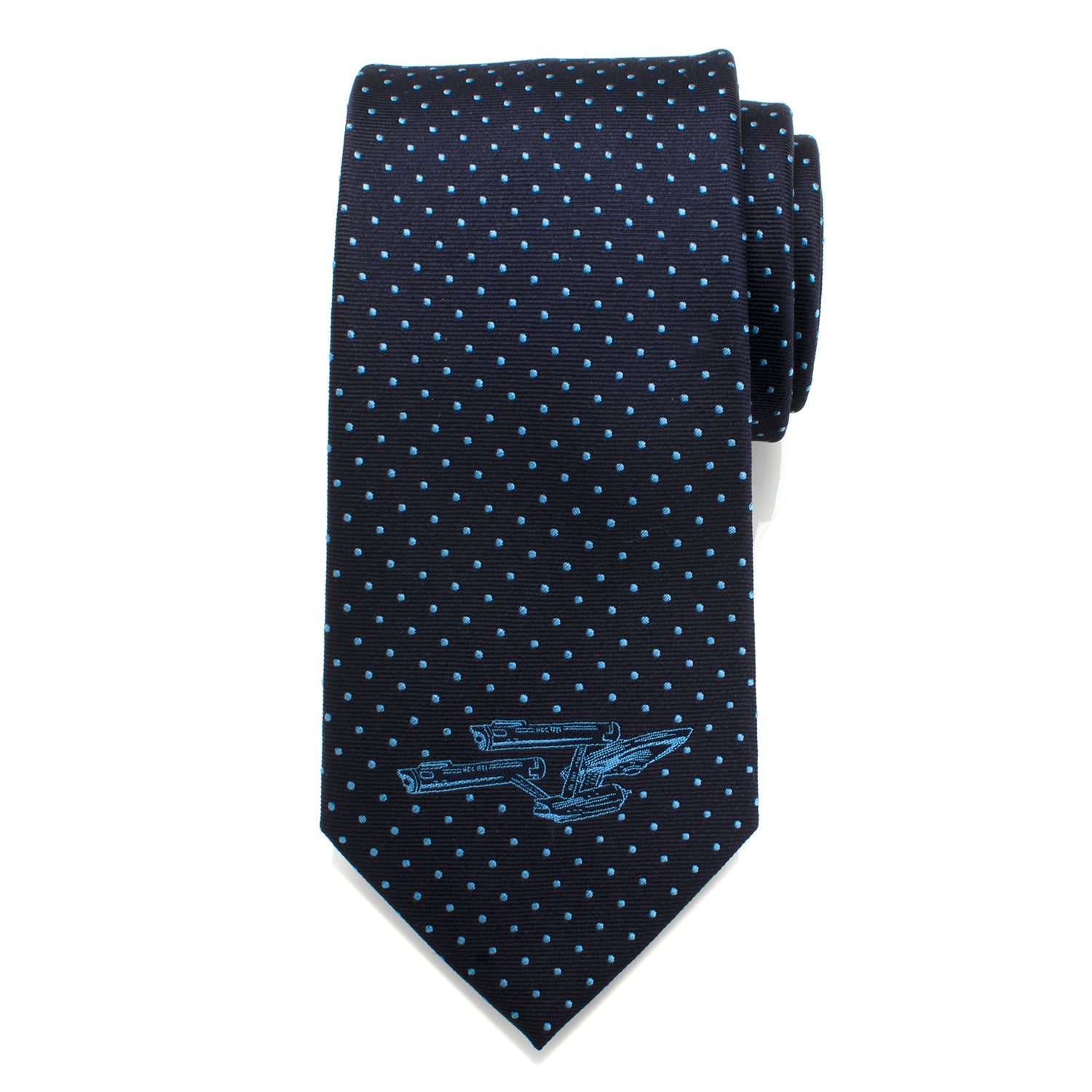 Star Trek USS Enterprise Dot Blue Silk Necktie for Men - Image 3