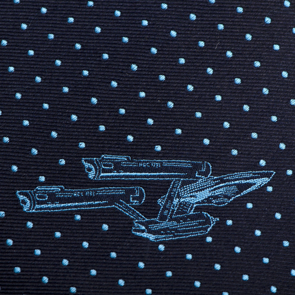 Star Trek USS Enterprise Dot Blue Silk Necktie for Men - Image 4
