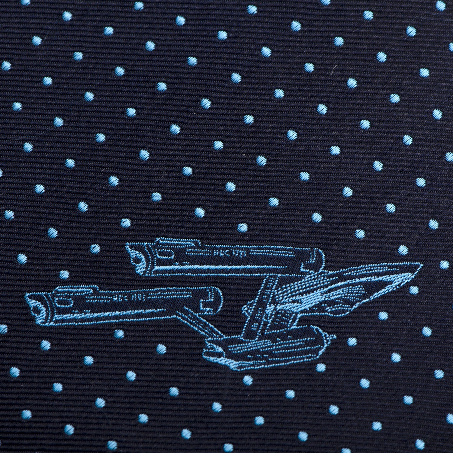 Star Trek USS Enterprise Dot Blue Silk Necktie for Men - Image 4
