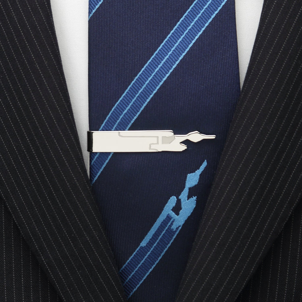 Star Trek USS Enterprise Ship Silver Tone Metal Tie Bar - Image 2