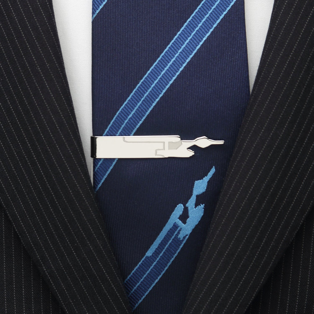 Star Trek USS Enterprise Ship Silver Tone Metal Tie Bar - Image 2