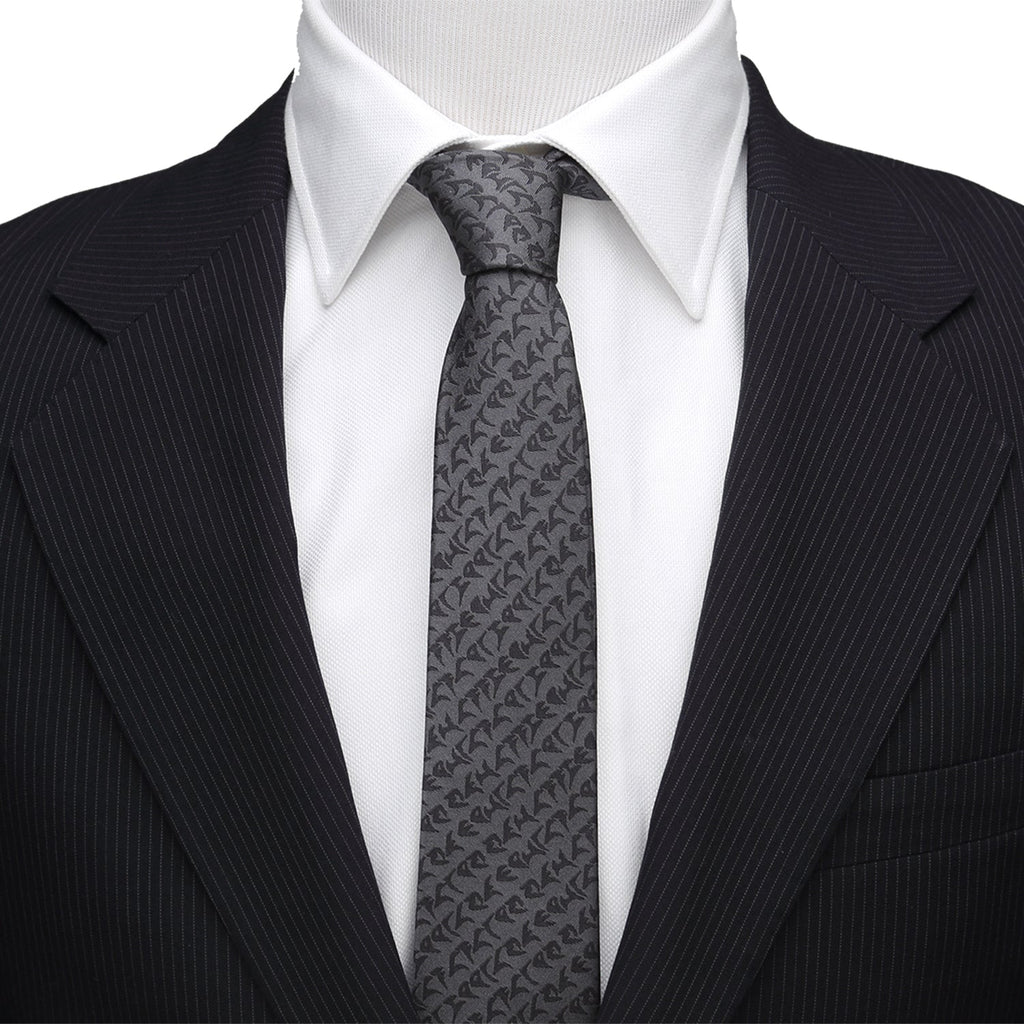 Star Trek Klingon Alphabet Gray Silk Slim Necktie - Image 2
