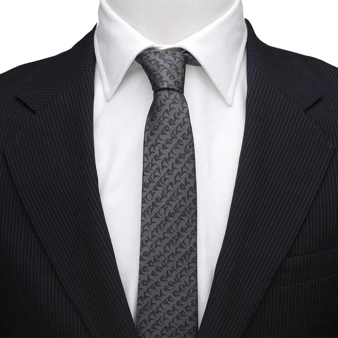 Star Trek Klingon Alphabet Gray Silk Slim Necktie - Image 2