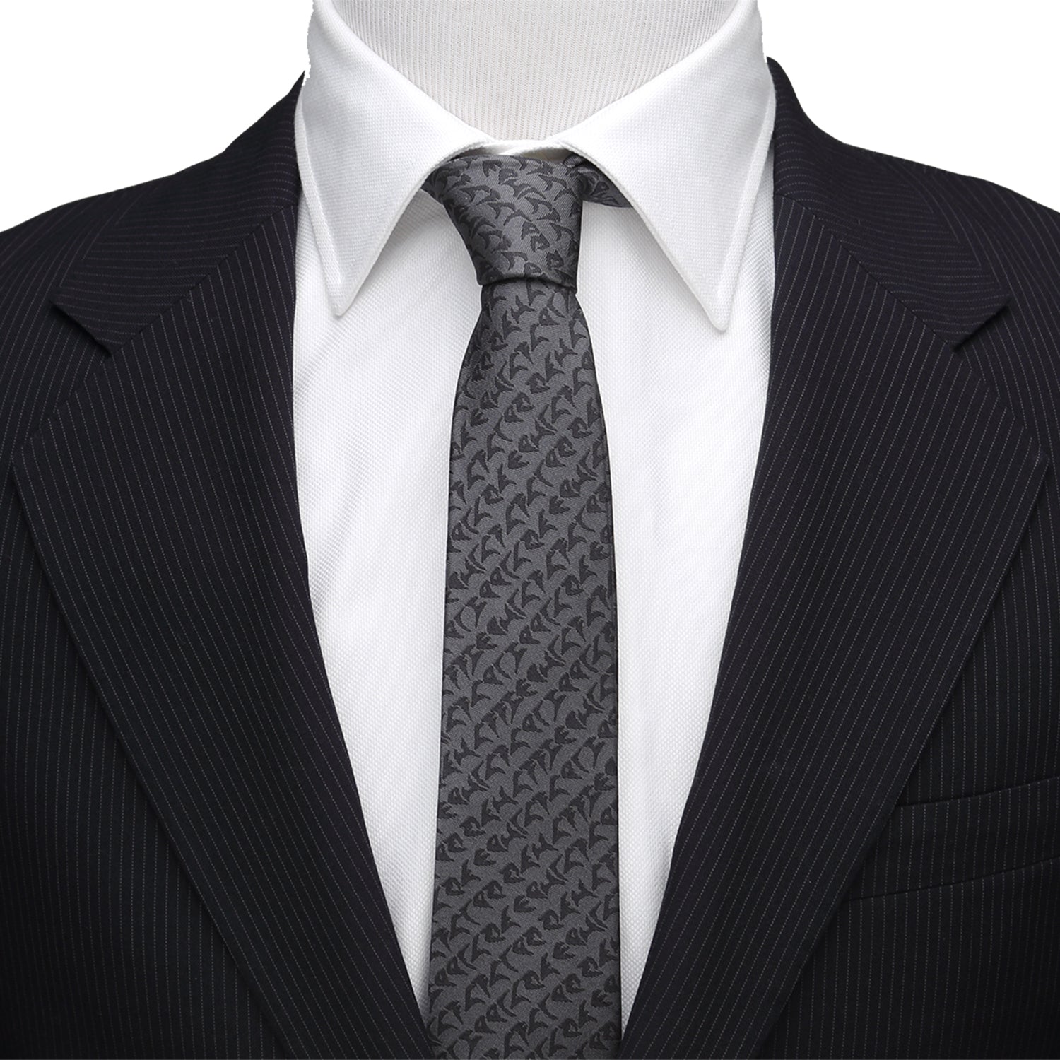 Star Trek Klingon Alphabet Gray Silk Slim Necktie - Image 2