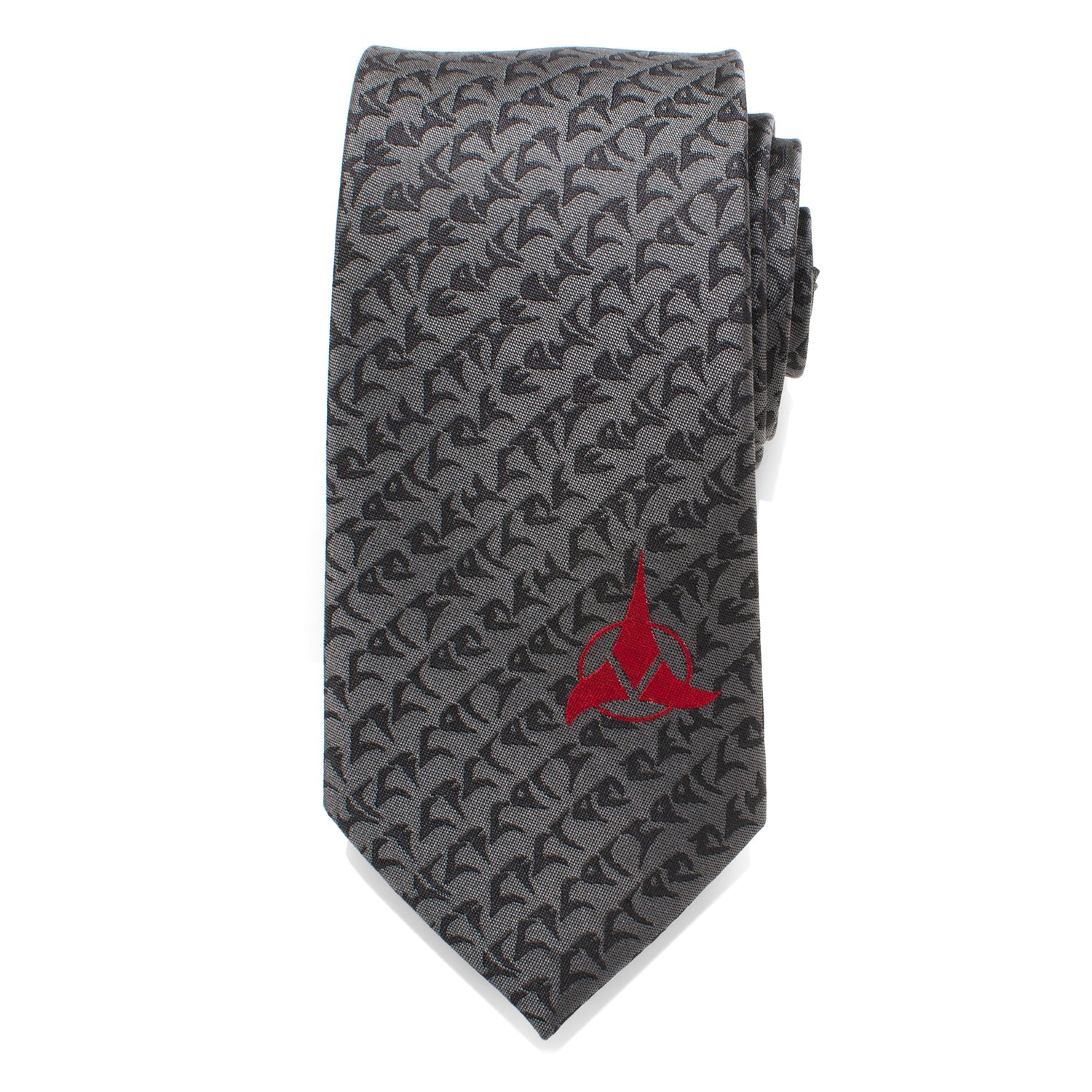 Star Trek Klingon Alphabet Gray Silk Slim Necktie - Image 3