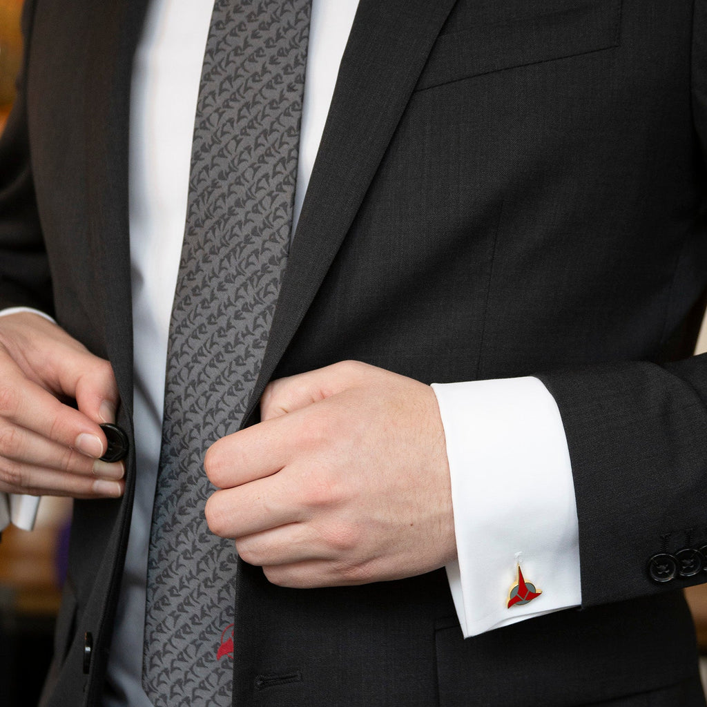 Star Trek Klingon Alphabet Gray Silk Slim Necktie - Image 6