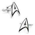 A pair of officially licensed silver-tone Star Trek Starfleet Delta shield cufflinks.
