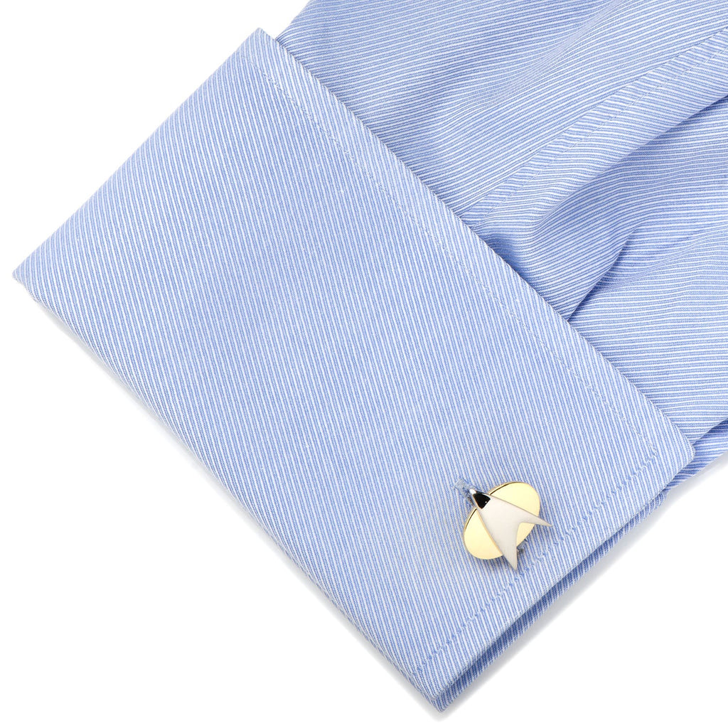 Star Trek Two Tone Delta Shield Cufflinks in Gold and Silver - Image 3
