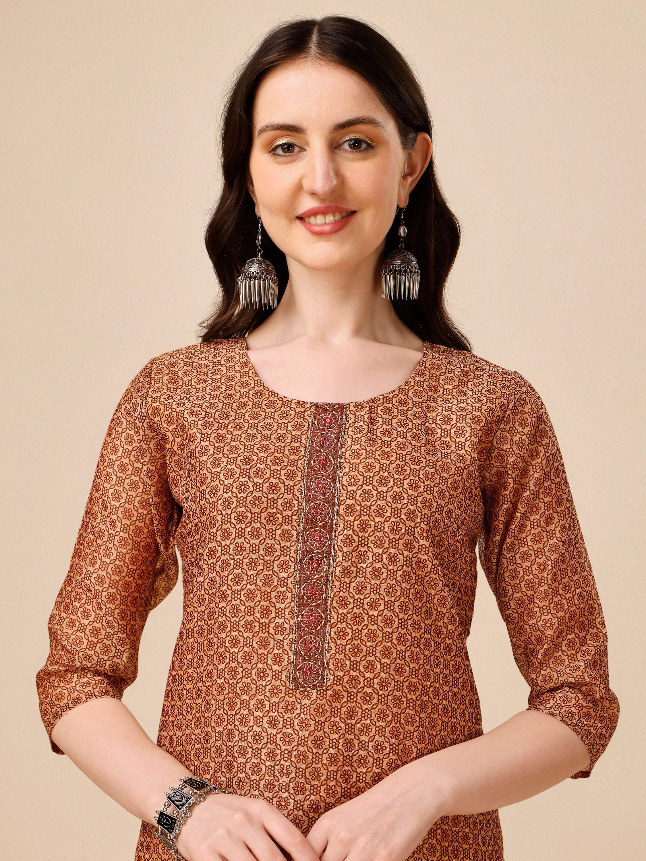 Floral Printed Kurta With Pant And Dupatta Set, Multicolor - Hiral Fashion