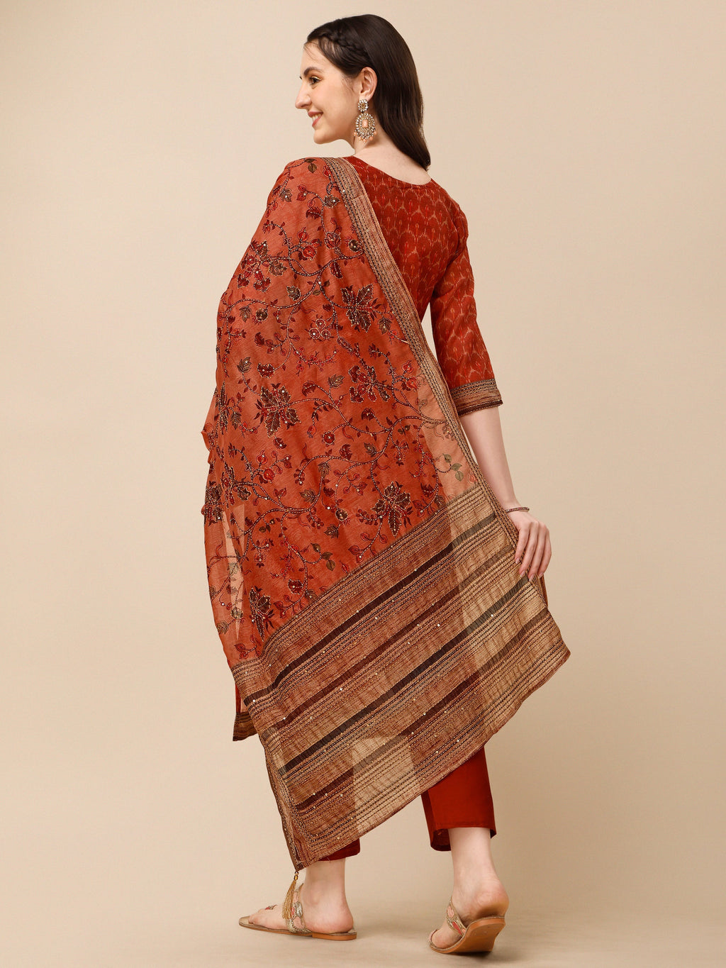 Multicolor Floral Printed Rayon Kurta Set with Pant and Dupatta