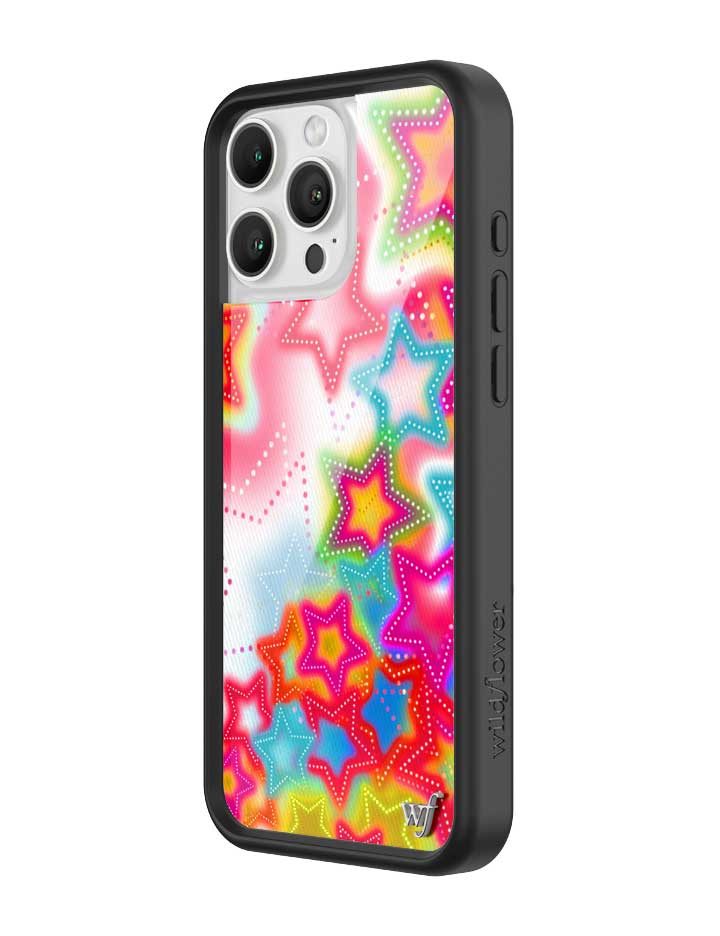 Stardust iPhone Case with Bright Neon Stars and Protective Bumper - Image 2