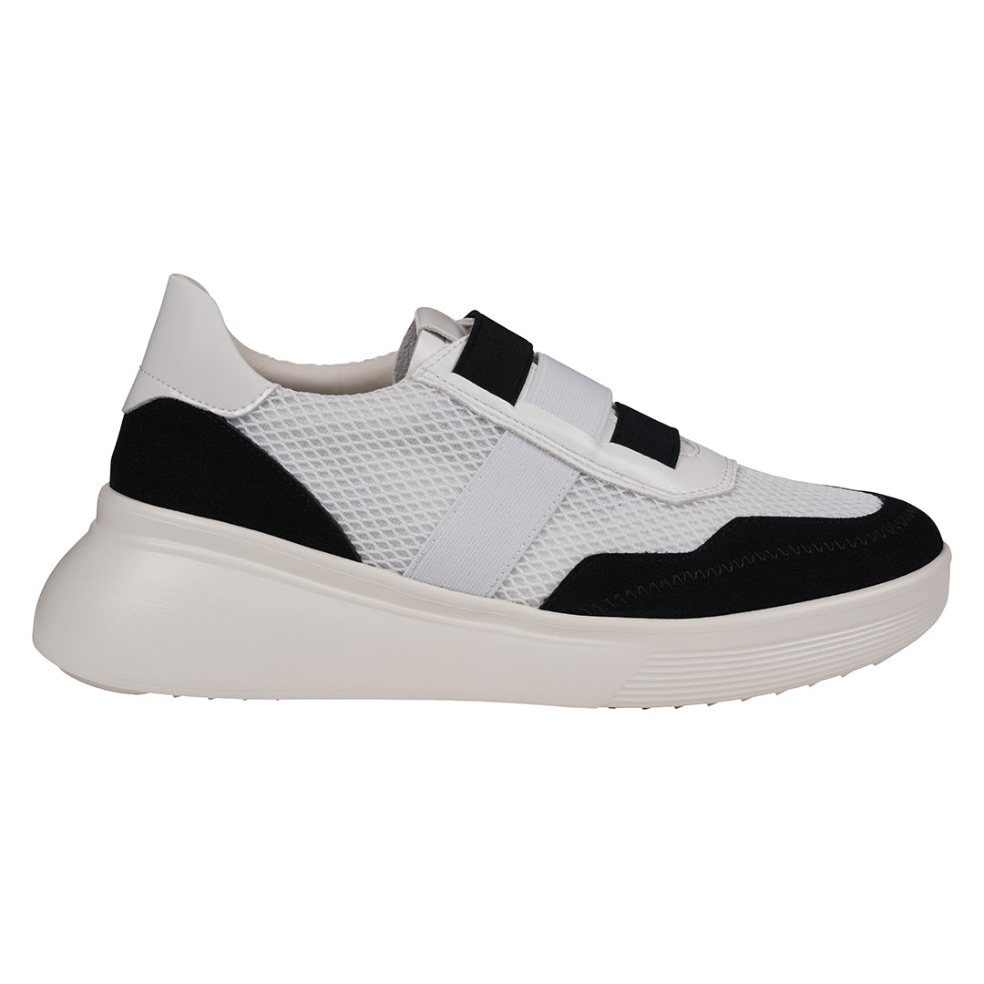 Women's Stefani White and Black Wedge Platform Sneakers - Image 2