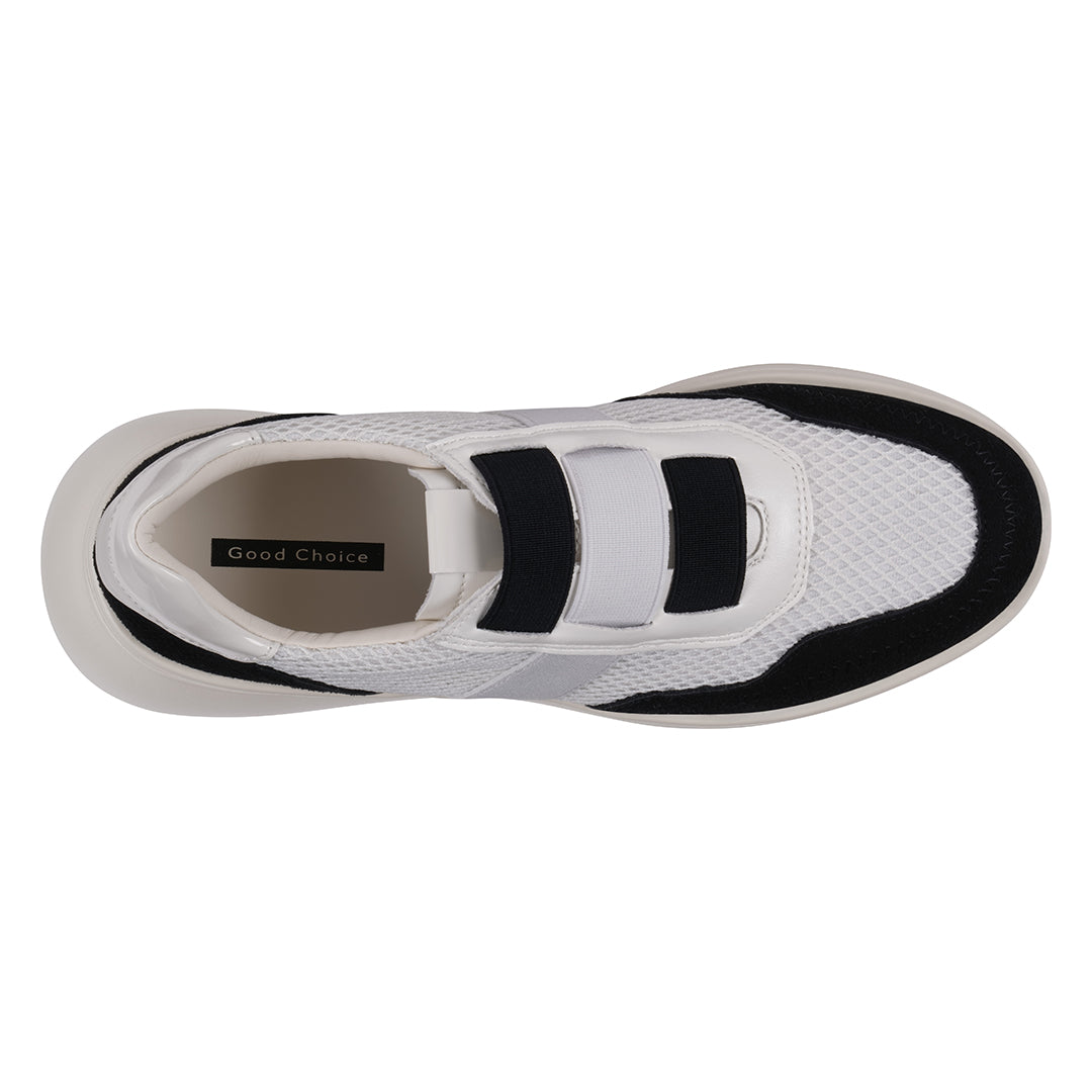 Women's Stefani White and Black Wedge Platform Sneakers - Image 3
