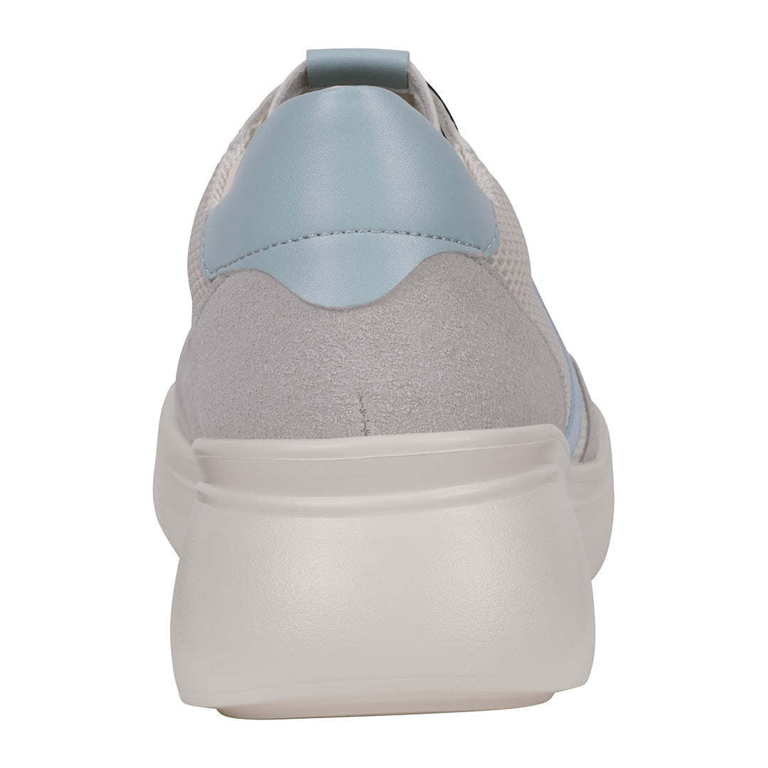 Women's Stefani Wedge Sneakers in White with Blue and Black - Image 4