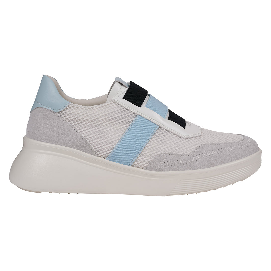 Women's Stefani Wedge Sneakers in White with Blue and Black - Image 2