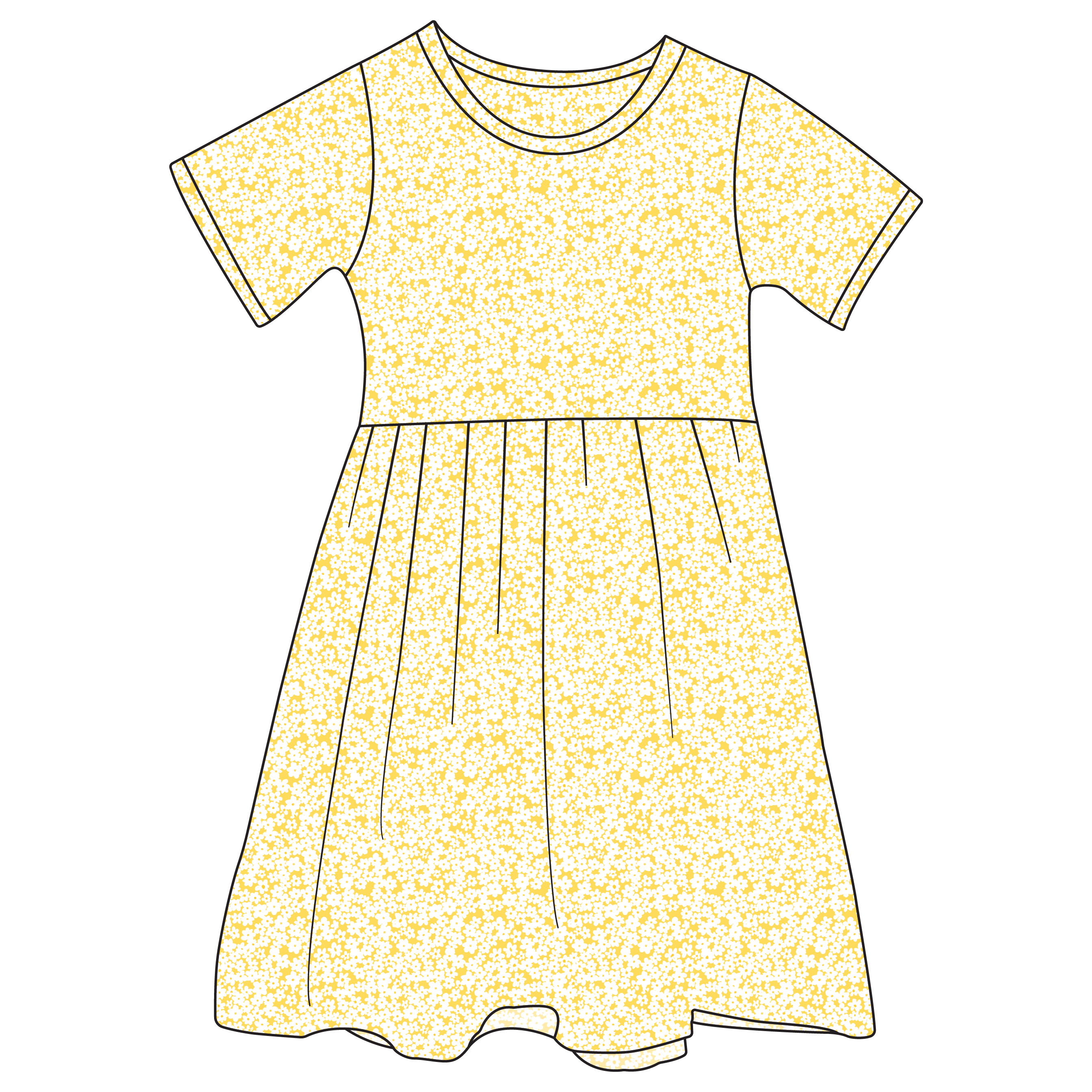 Stevie Kate Yellow Floral Bamboo Ruffle Spin Dress (Pre-Order)