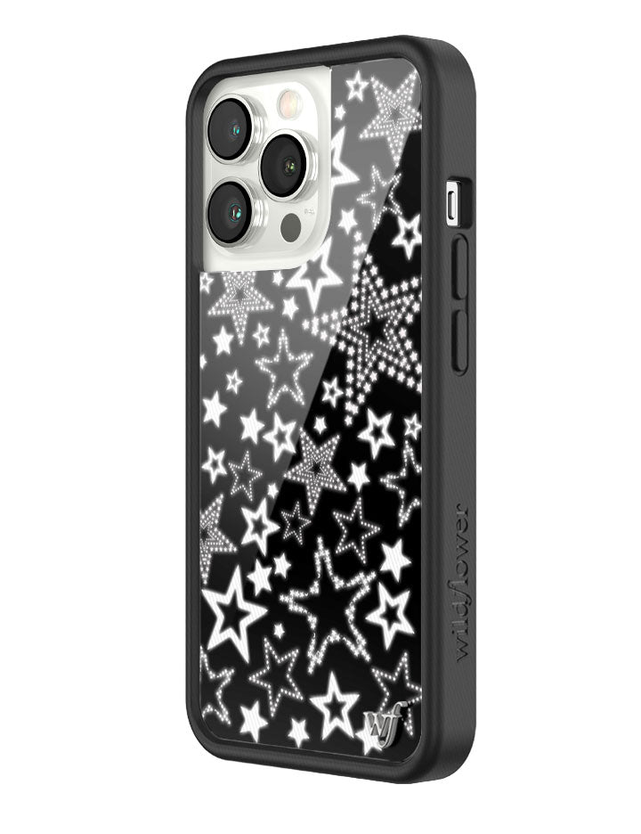 Star Girl iPhone Case in Black with White Star Print - Image 37