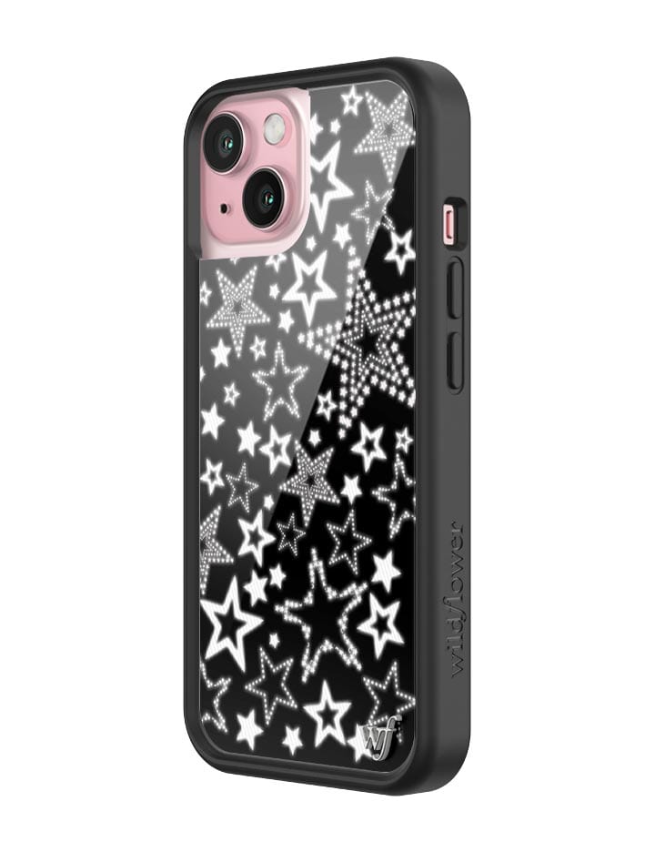 Star Girl iPhone Case in Black with White Star Print - Image 25