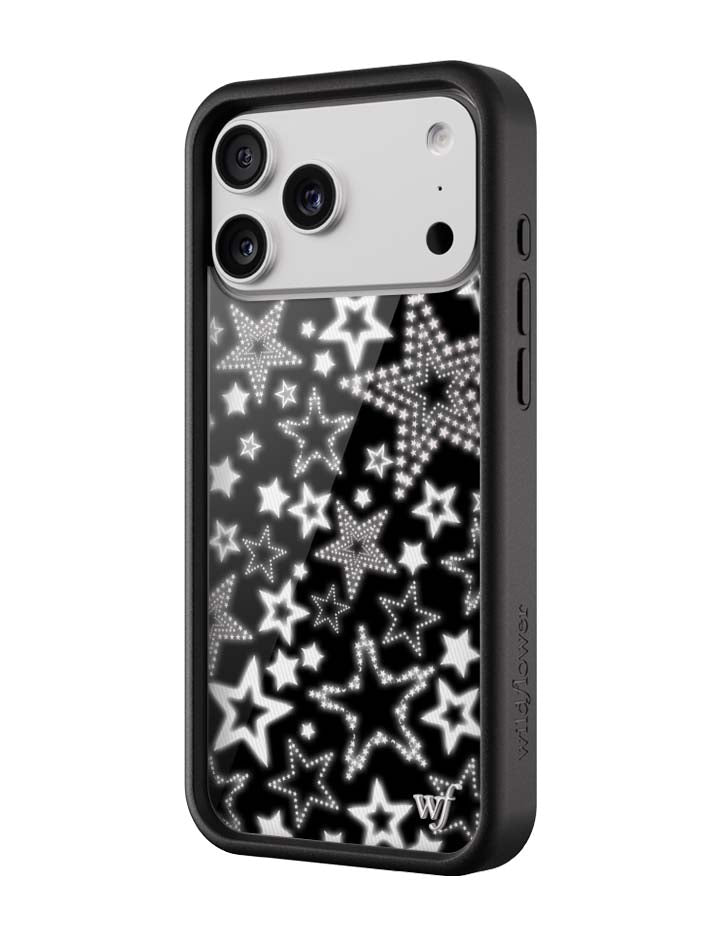 Star Girl iPhone Case in Black with White Star Print - Image 2