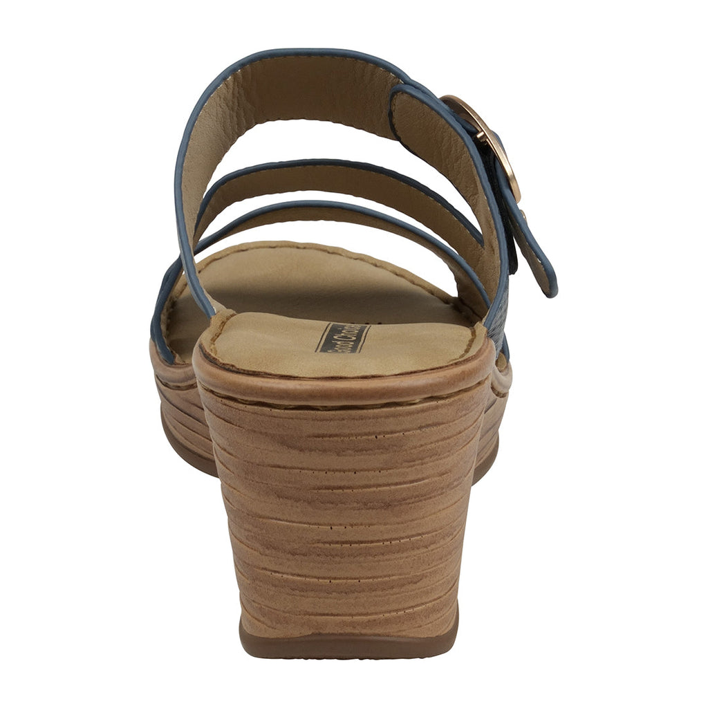 Women's Odalis Blue Wedge Sandals with Buckle Detail