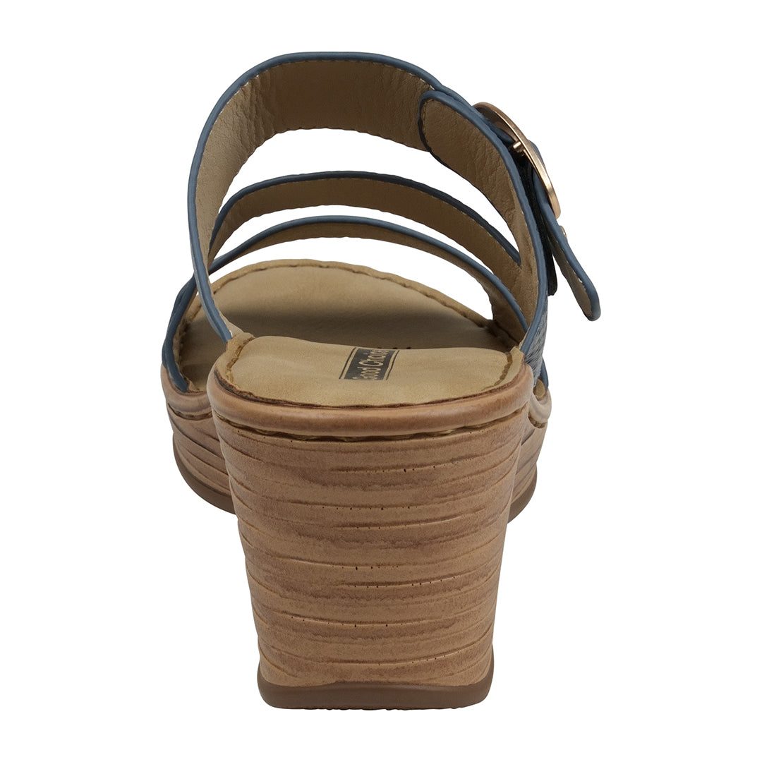 Women's Odalis Blue Wedge Sandals with Buckle Detail