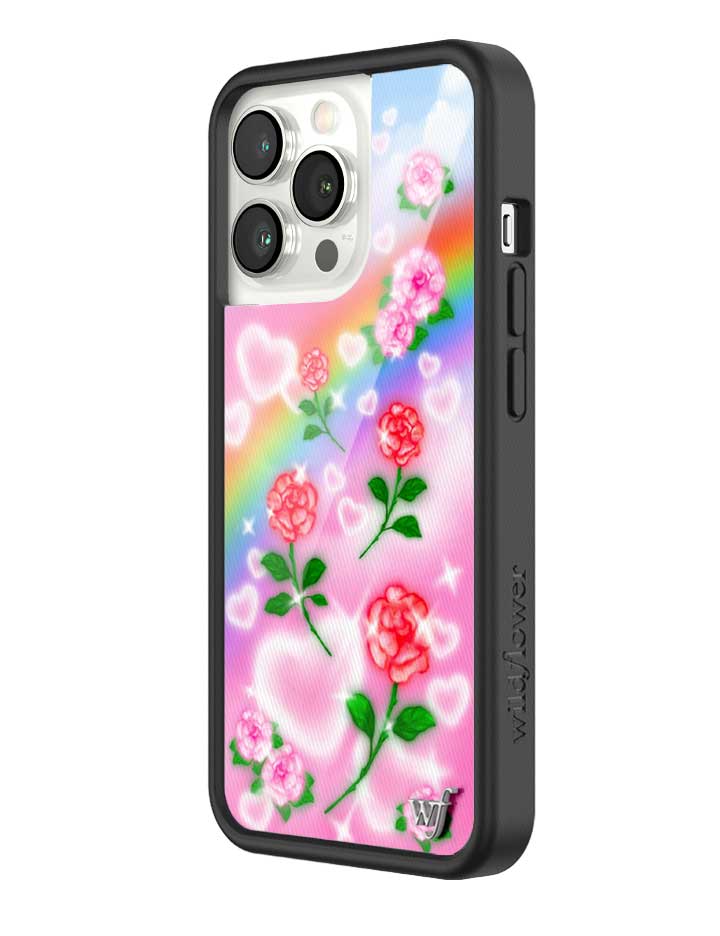 Heavenly Roses iPhone Case with Airbrushed Rainbow Floral Design