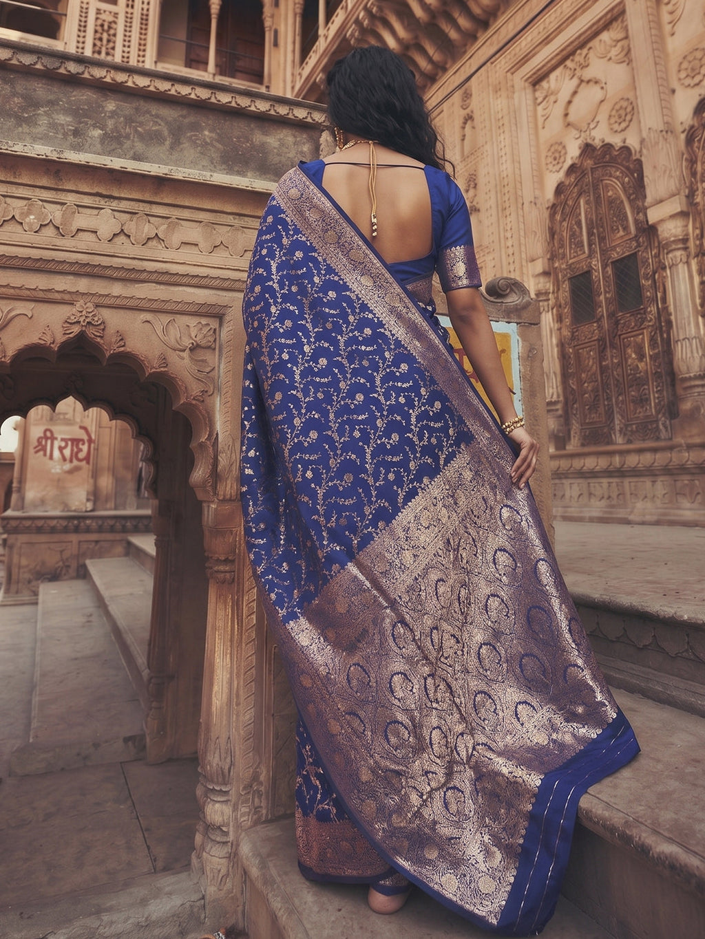 Blue Art Silk Fancy Saree with Unstitched Blouse