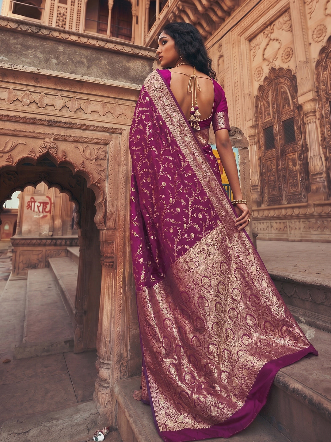 Wine Art Silk Fancy Saree with 0.8m Blouse Piece