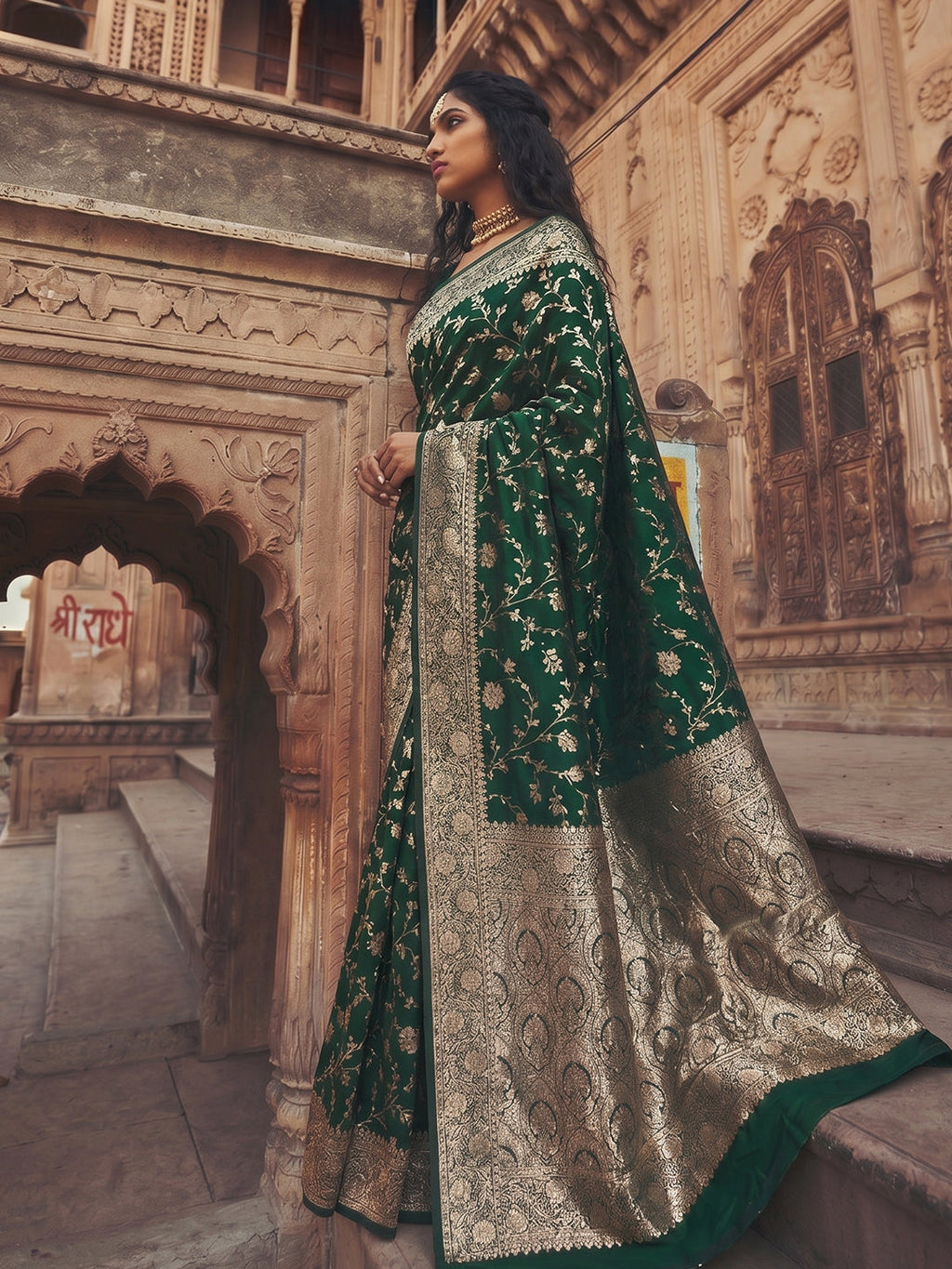 Green Art Silk Fancy Saree with Matching Blouse Piece