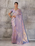 Lavender Kanjivaram Silk Blend fancy saree with elegant drape and matching blouse