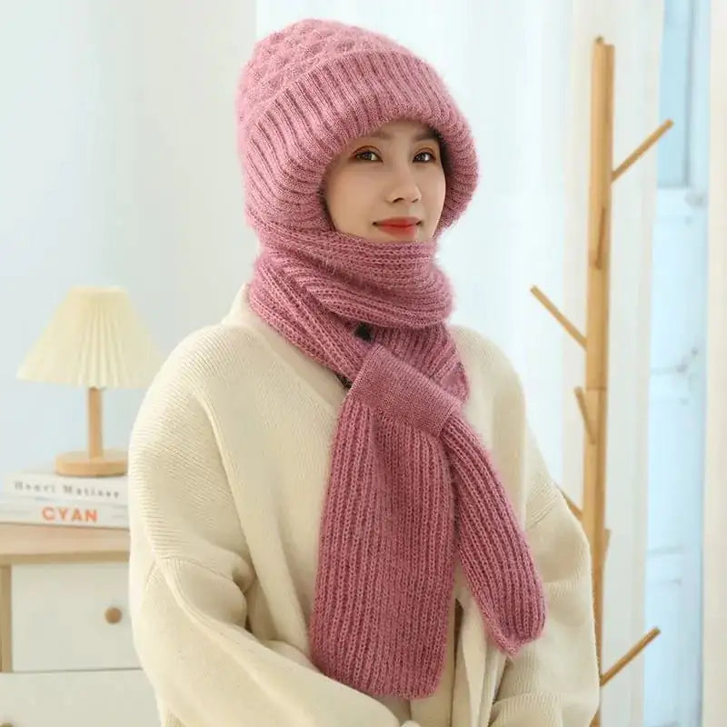 Women's Fleece Lined Knitted Winter Hat and Scarf Set - Image 2