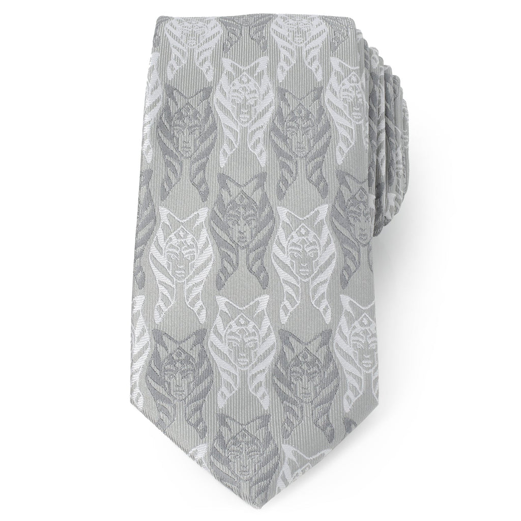 Star Wars Ahsoka Tano Gray Woven Silk Blend Men's Necktie - Image 3