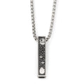 Silver-tone rectangular pendant necklace featuring Star Wars Death Star and Millennium Falcon engraving with black enamel inlay