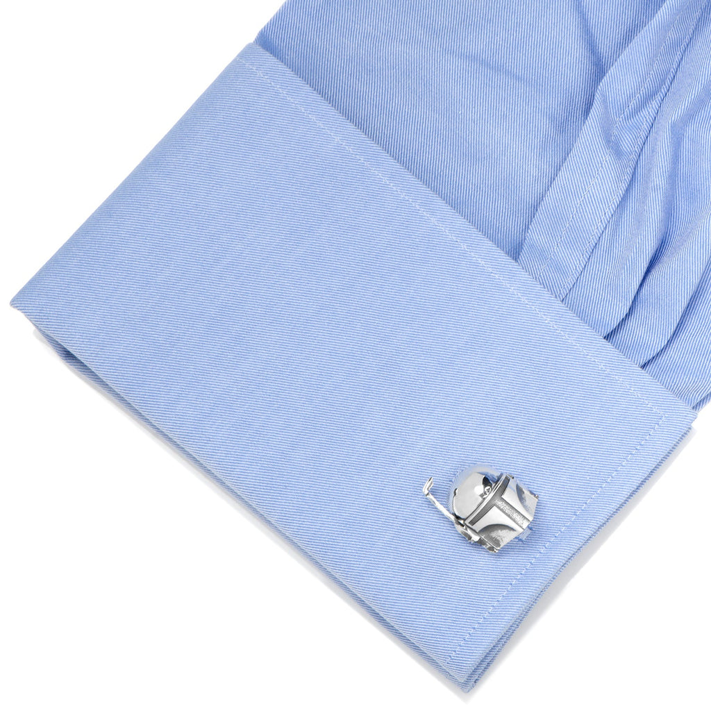 Star Wars Boba Fett Helmet 3D Silver Cufflinks - Image 3