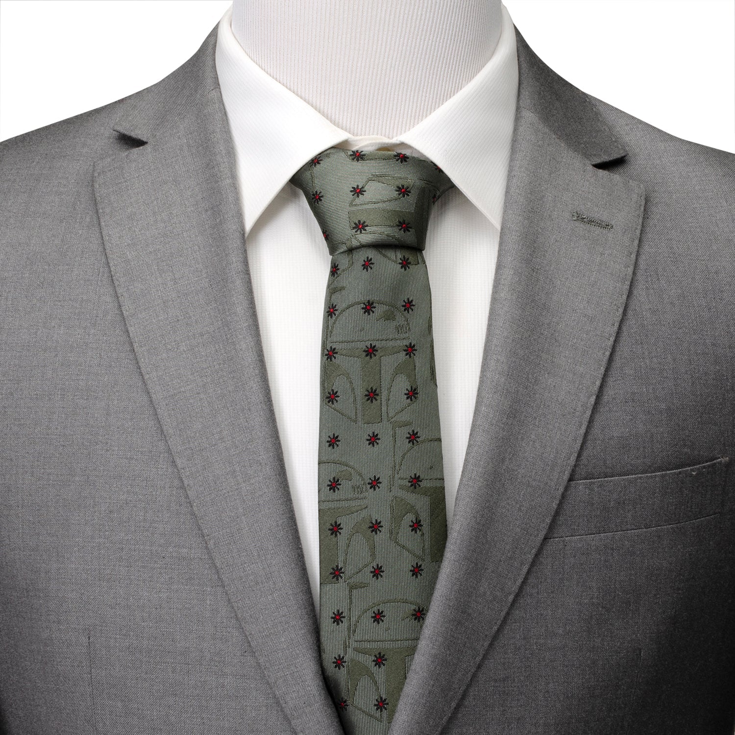 Star Wars Boba Fett Green Floral Motif Silk Necktie - Image 2