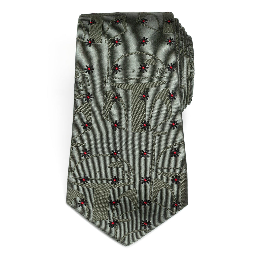 Star Wars Boba Fett Green Floral Motif Silk Necktie - Image 3