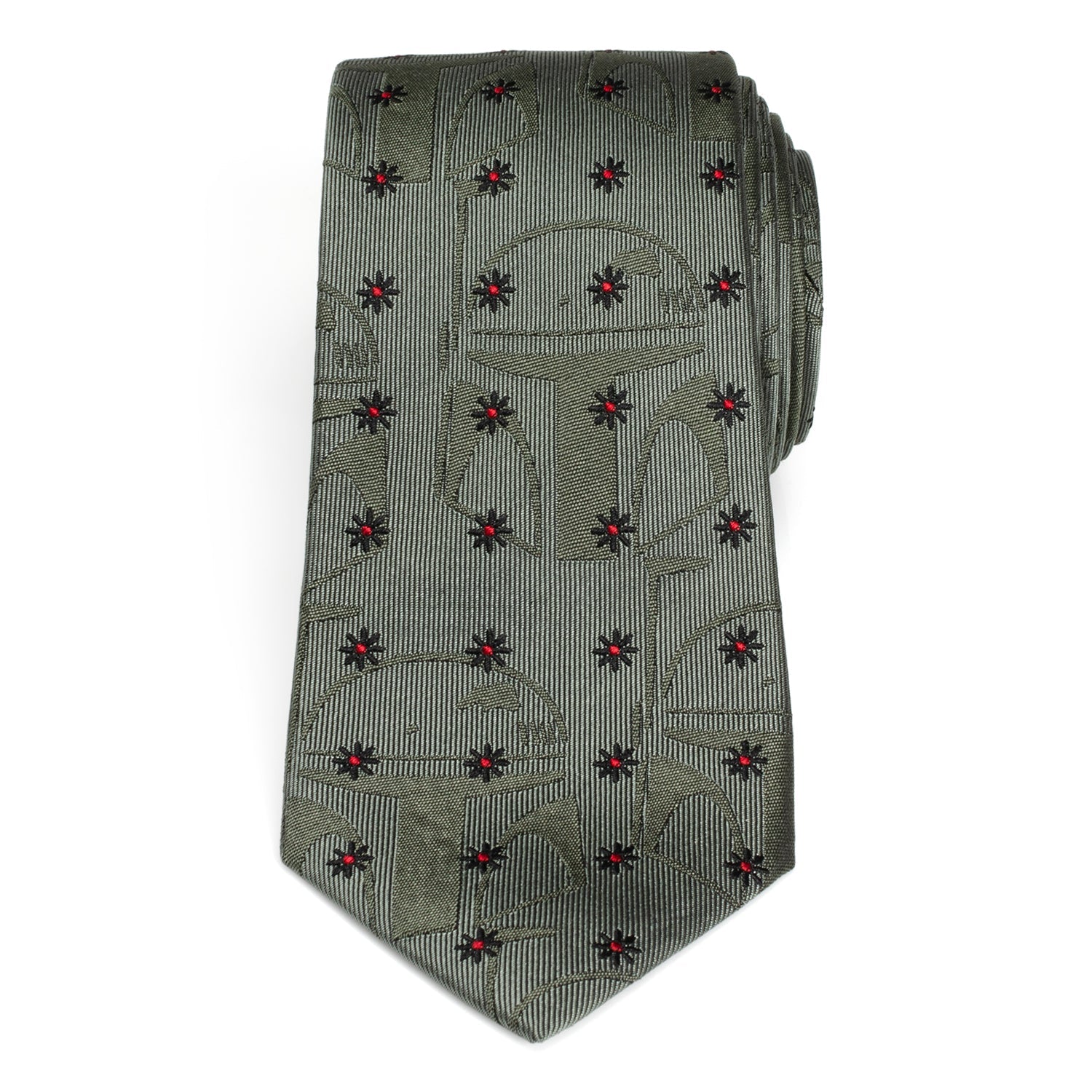 Star Wars Boba Fett Green Floral Motif Silk Necktie - Image 3