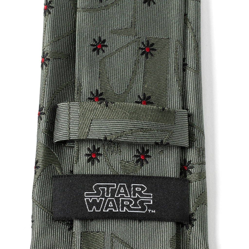 Star Wars Boba Fett Green Floral Motif Silk Necktie - Image 5