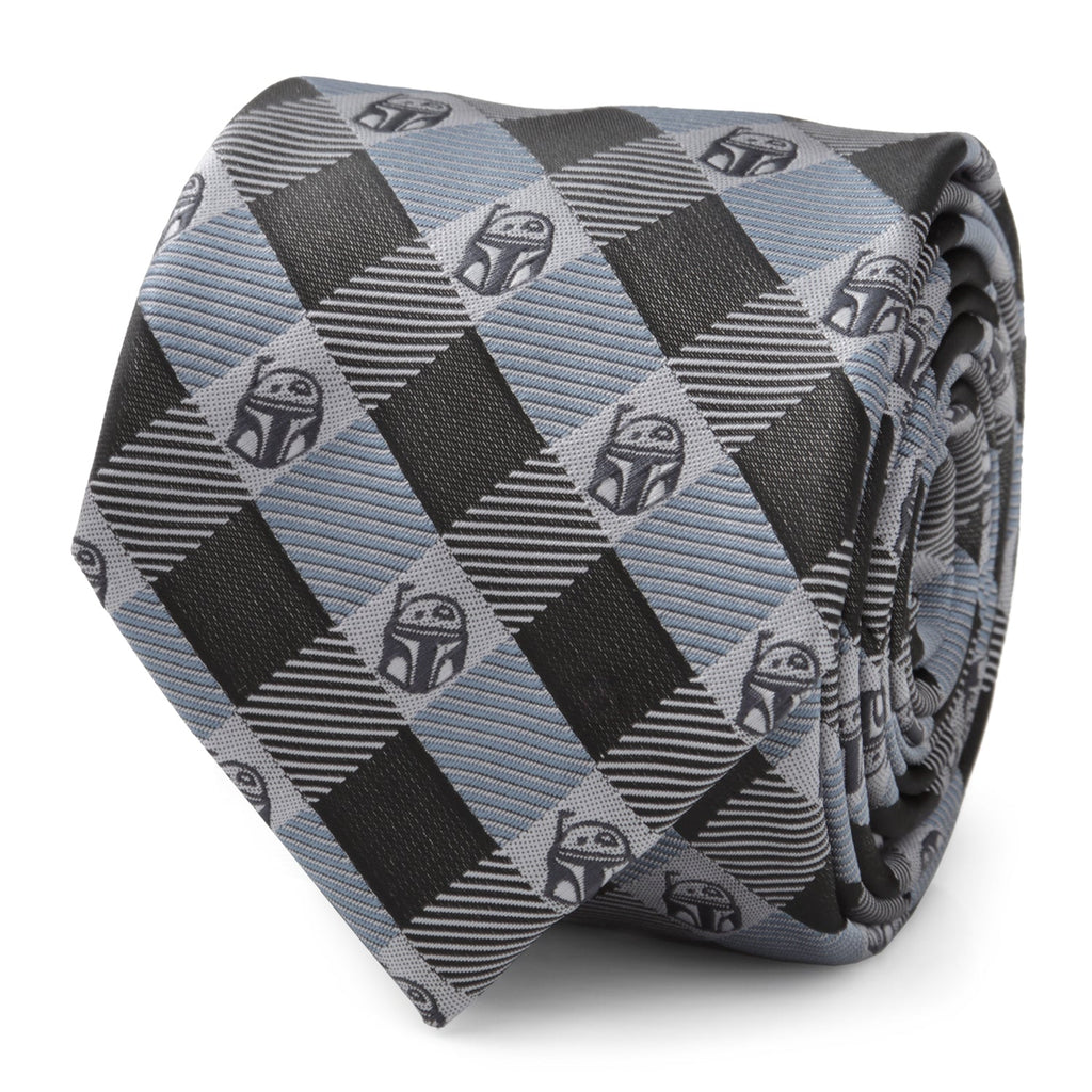 Star Wars Boba Fett Plaid Tie in Blue and Gray - Image 3