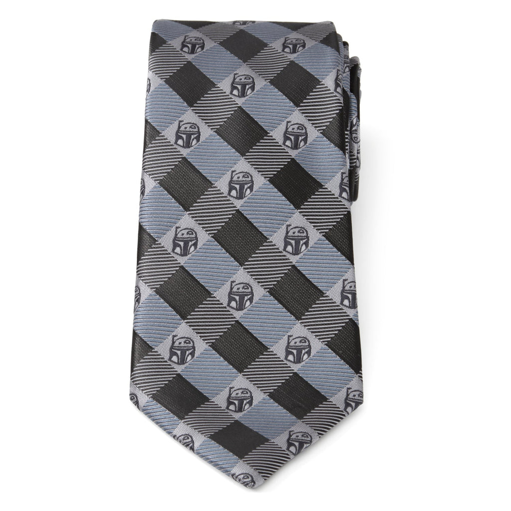 Star Wars Boba Fett Plaid Tie in Blue and Gray - Image 4