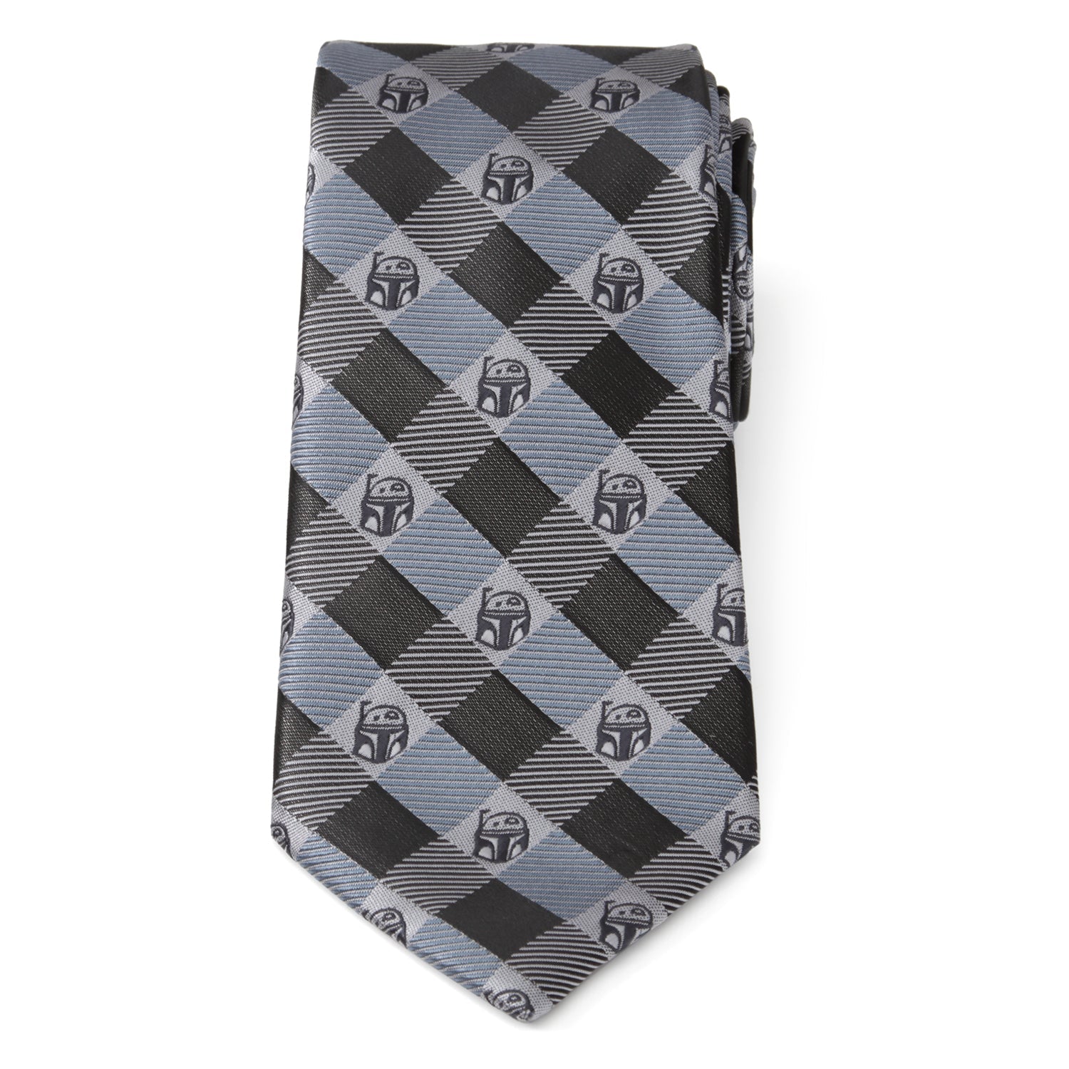 Star Wars Boba Fett Plaid Tie in Blue and Gray - Image 4