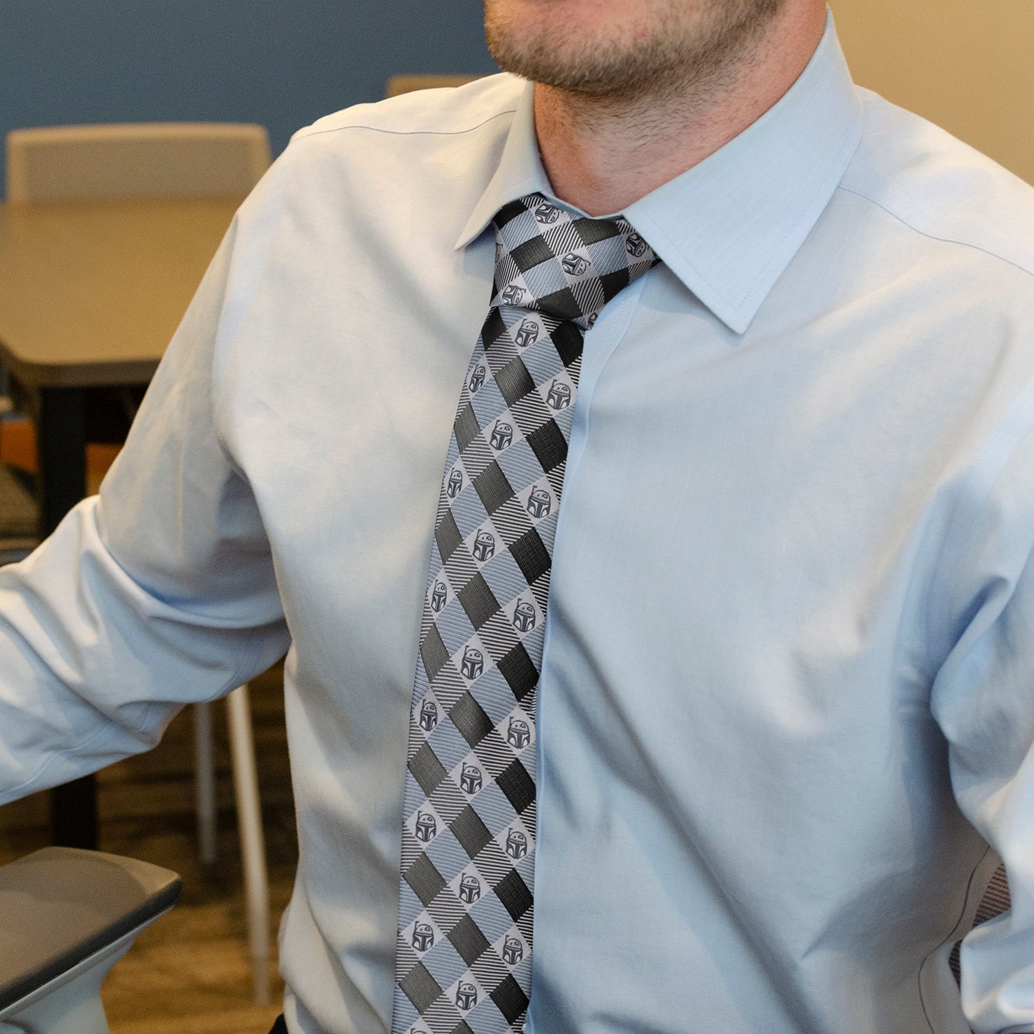Star Wars Boba Fett Plaid Tie in Blue and Gray - Image 8