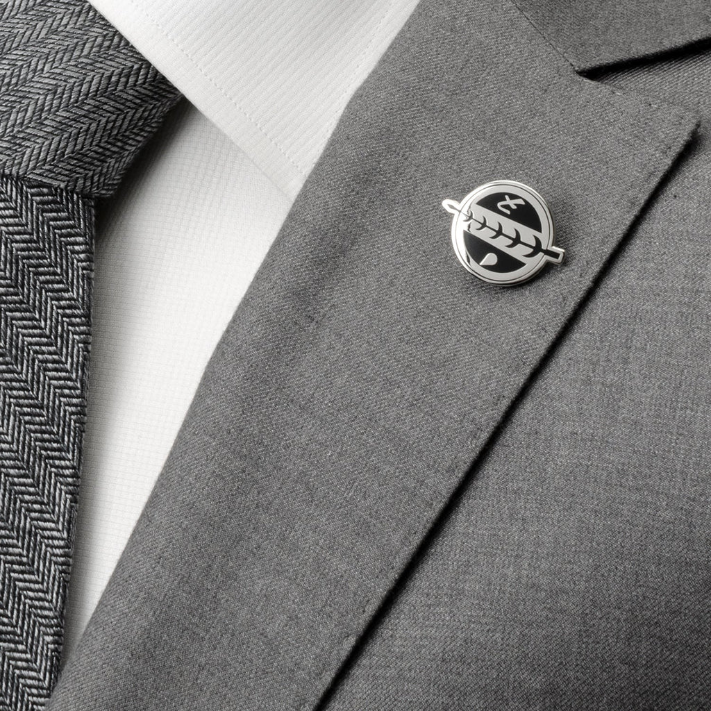 Star Wars Boba Fett Crest Lapel Pin Silver and Black - Image 4