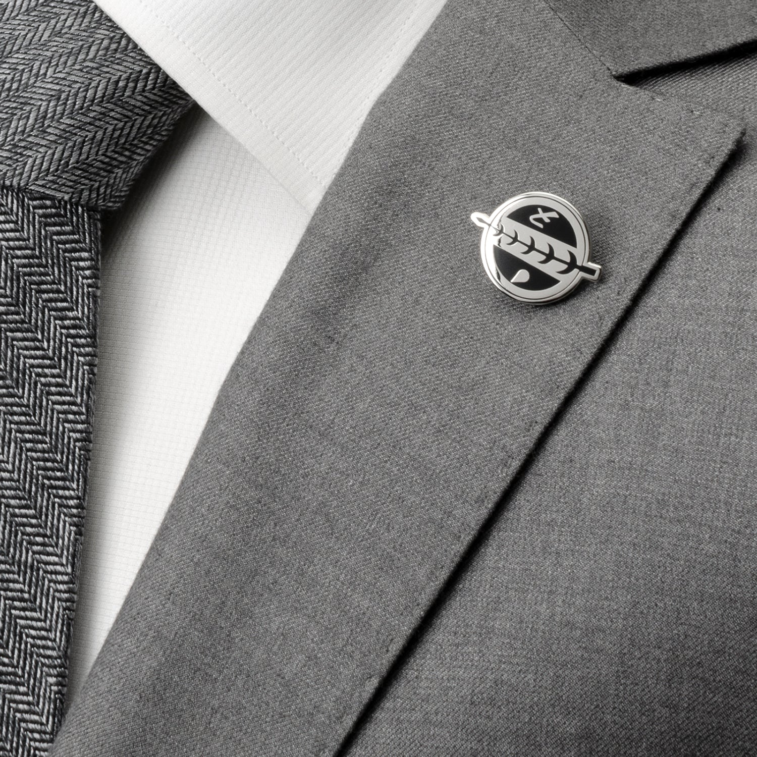 Star Wars Boba Fett Crest Lapel Pin Silver and Black - Image 4