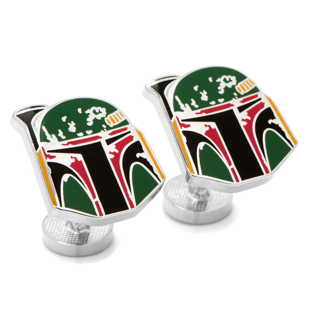 Star Wars Boba Fett Helmet Cufflinks in Silver-Tone Finish - Image 2