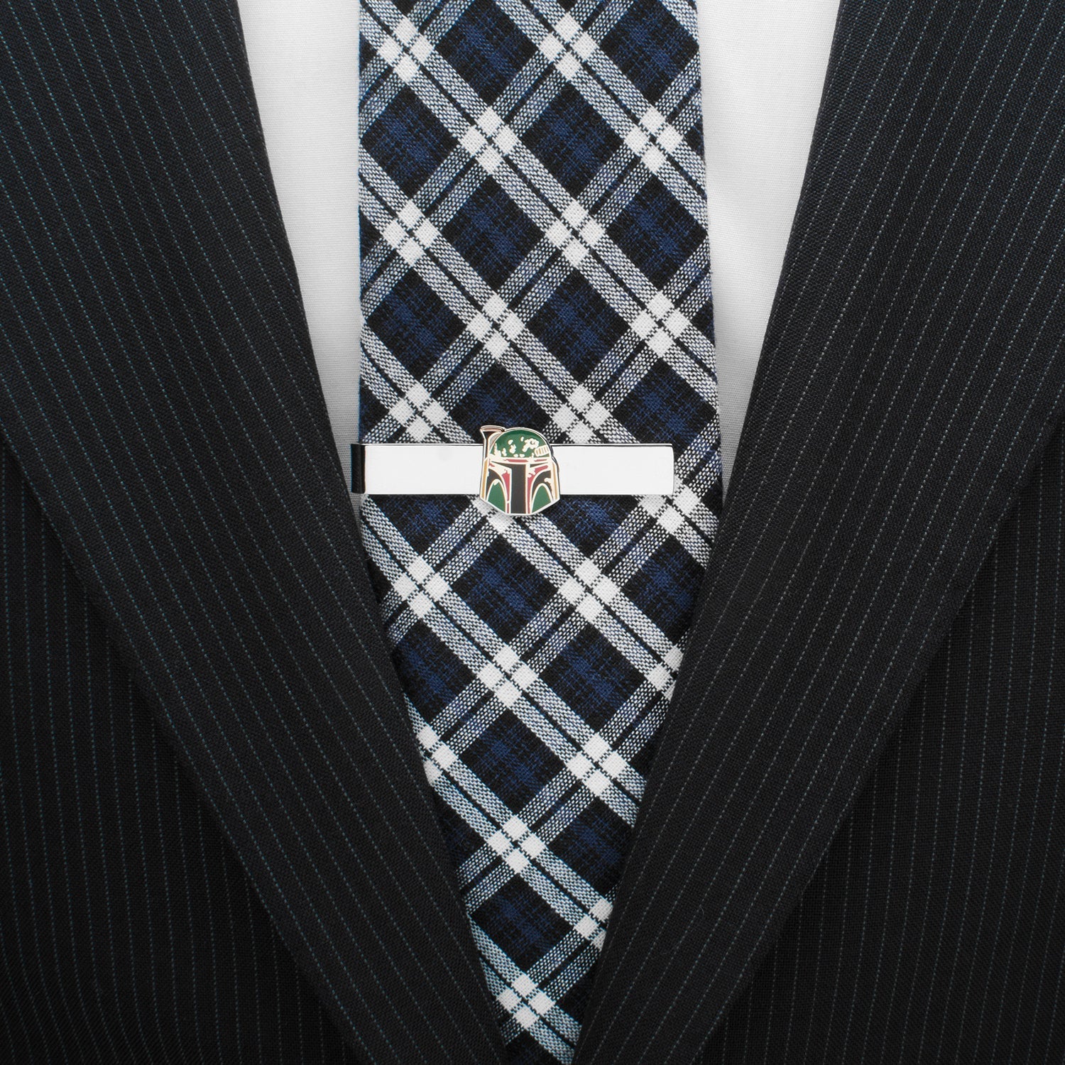 Star Wars Boba Fett Helmet Silver Tone Sliding Tie Bar - Image 2