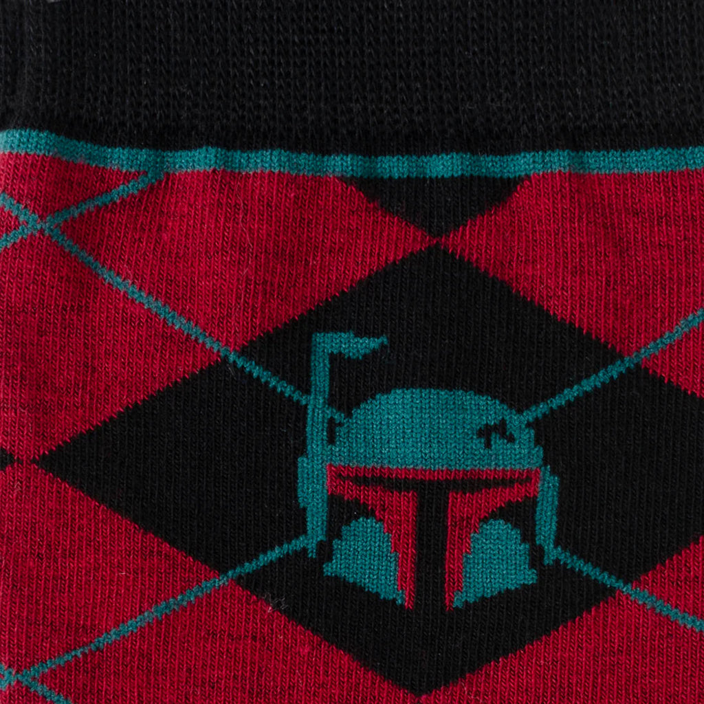 Star Wars Boba Fett Maroon Black Argyle Socks and Lapel Pin Set - Image 3